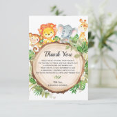 可愛いジャングル動物サファリ赤ちゃんシャワー サンキューカード (スタンド正面)