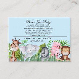 可愛いジャングル動物ブルーベビーシャワーベビー エンクロージャーカード