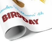 可愛いジャングル鳥誕生日柄包み紙 ラッピングペーパー (ロールコーナー)