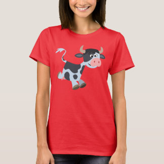 可愛いジョギングマンガ牛の女性Tシャツ Tシャツ