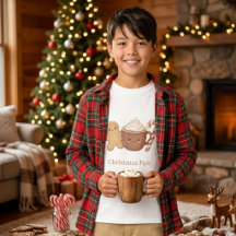 可愛いジンジャーブレッドとホットココアの子供たちのクリスマスの楽しみプレート