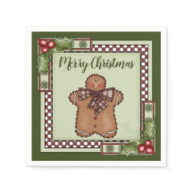 可愛いジンジャーブレッドマンとホリーメリークリスマス