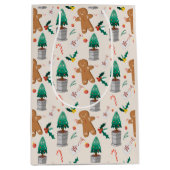 可愛いジンジャーブレッドマンキャンディーケーンクリスマス ミディアムペーパーバッグ (正面)