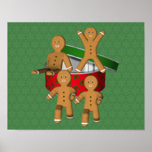 可愛いジンジャーブレッドマンクッキークリスマス休日 ポスター