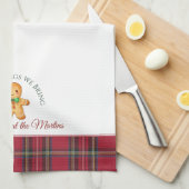可愛いジンジャーブレッドマンパーソナライズされた名クリスマス キッチンタオル (四つ折り)