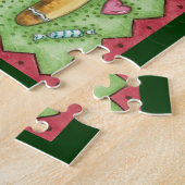 可愛いジンジャーブレッドマン吹ズホーン、クリスマスキャンディ ジグソーパズル (側面)