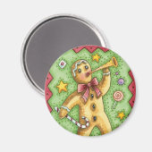 可愛いジンジャーブレッドマン吹ズホーン、クリスマスキャンディ マグネット (正面/裏面)