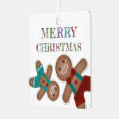 可愛いジンジャーブレッドCookieメリークリスマスフォト メタルオーナメント (正面左)