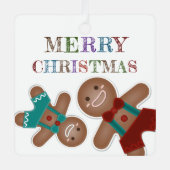 可愛いジンジャーブレッドCookieメリークリスマスフォト メタルオーナメント (正面)