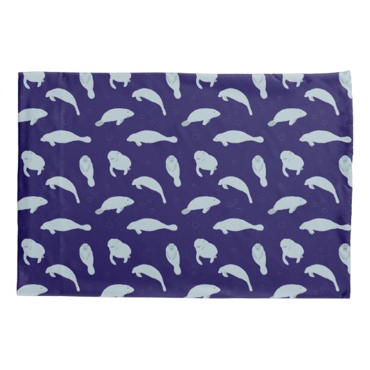 可愛いスイミングマナパターン(の模様が)あるーブルー 枕カバー (裏面)