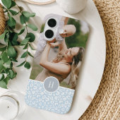 可愛いスカイブルーヒョウ印刷モノグラム&写真 Case-Mate iPhoneケース
