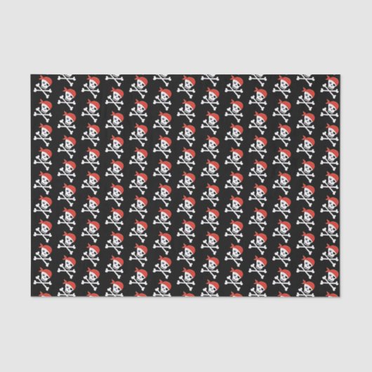 可愛いスカルとクロスボーンズ柄パイレーツテーマ 薄葉紙 (正面)