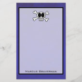 可愛いスカルと紫の上のクロスボーン 便箋 (正面)