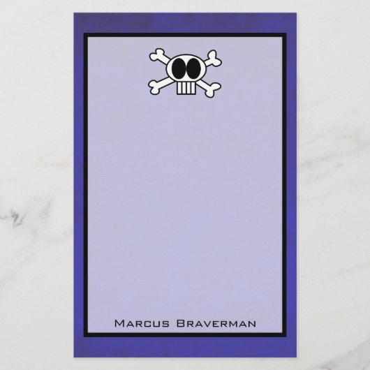可愛いスカルと紫の上のクロスボーン 便箋 (正面)