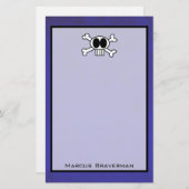 可愛いスカルと紫の上のクロスボーン 便箋 (正面/裏面)