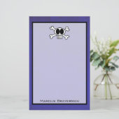 可愛いスカルと紫の上のクロスボーン 便箋 (スタンド正面)