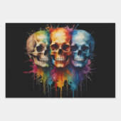 可愛いスカル水絵を描色添 ラッピングペーパーシート (正面2)