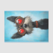 可愛いスクラッフィー黒犬ハートゴーグルBW8デコペ 薄葉紙 (正面)