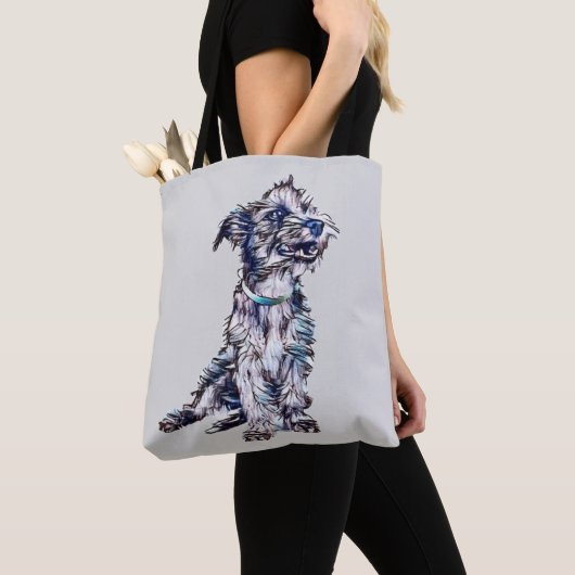 可愛いスクラッフルなテリア犬が血色の良い犬をミックス トートバッグ (クローズアップ)