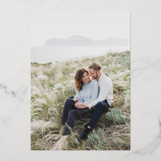 可愛いスクリプエレガントトのフォトオーバーレイ結婚ピンク 箔招待状 (裏面)