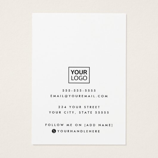 可愛いスクリプトカスタムのカラーロゴのイヤリングディスプレイカード (裏面)