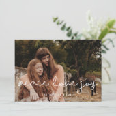 可愛いスクリプトピースラブジョイホリデーフォトカード シーズンカード (スタンド正面)