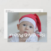 可愛いスクリプトメリークリスマスフォト ポストカード (正面/裏面)