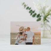 可愛いスクリプトメリークリスマスフォト ポストカード (スタンド正面)