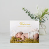 可愛いスクリプト写真ベビー発表箔カード 箔招待状ポストカード (立ち正面)