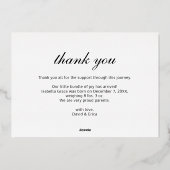 可愛いスクリプト写真ベビー発表箔カード 箔招待状 (裏面)