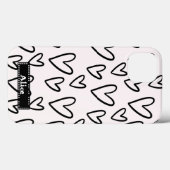 可愛いスケッチ白黒ハート愛パーソナライズされた Case-Mate iPhoneケース (裏面 (横))