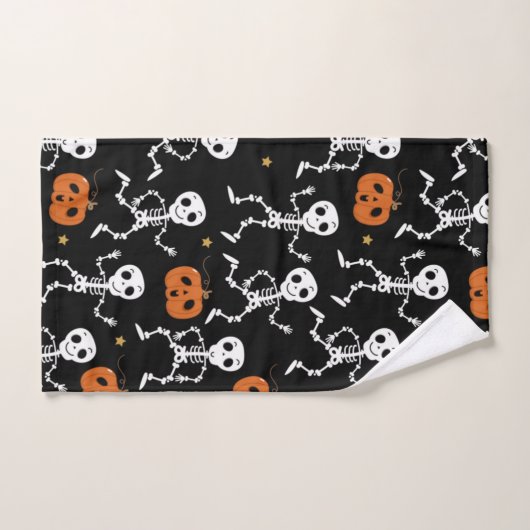 可愛いスケルトンとカボチャ柄 バスタオルセット (ハンドタオル)