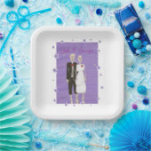 可愛いスケルトンのラベンダースターハロウィン結婚ズ ペーパープレート (パーティー)