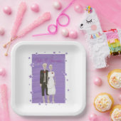可愛いスケルトンのラベンダースターハロウィン結婚ズ ペーパープレート (パーティー)