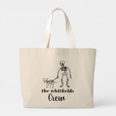 可愛いスケルトンドッグウォーカーハロウィーンファミリーマッチング ラージトートバッグ (裏面)