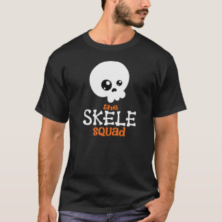可愛いスケルトンハロウィーンファミリーマッチングオレンジ Tシャツ