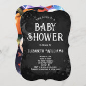 可愛いスケルトンハロウィーンベビーシャワー 招待状 (正面/裏面)