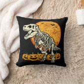 可愛いスケルトン恐竜トレックスディノパンプキンズムーンボーイ クッション (ブランケット)