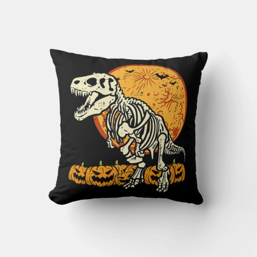 可愛いスケルトン恐竜トレックスディノパンプキンズムーンボーイ クッション (正面)