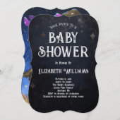 可愛いスケルトン魔女ハロウィーン赤ちゃんシャワー 招待状 (正面/裏面)