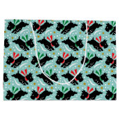 可愛いスコットランド犬おもしろい雪レトロパターンミント ラージペーパーバッグ (裏面)