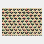 可愛いスコットランド犬おもしろい雪レトロ模様セット ラッピングペーパーシート (正面3)