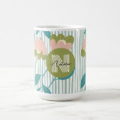 可愛いスタイリッシュ柄の青いモノグラムデザイン コーヒーマグカップ (中央)