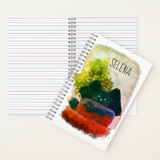 可愛いスタイリッシュ漫画ふわふわ猫モノグラム ノートブック (内側)