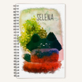 可愛いスタイリッシュ漫画ふわふわ猫モノグラム ノートブック (正面)