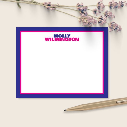 可愛いスタック名青ピンク縁どのおもしろい文房具 ノートカード