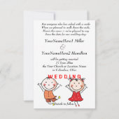 可愛いスティックのフィギュア日付を保存 招待状 (裏面)