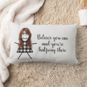 可愛いスティックガール(髪と引用文) ランバークッション (ブランケット)