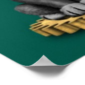 可愛いスティームパンクブラックラボパピードッグティール(緑がかった色) ポスター (角)