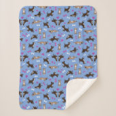 可愛いステッフィーの実験犬ホワイトボーンピンクのハートブルー シェルパブランケット (正面)